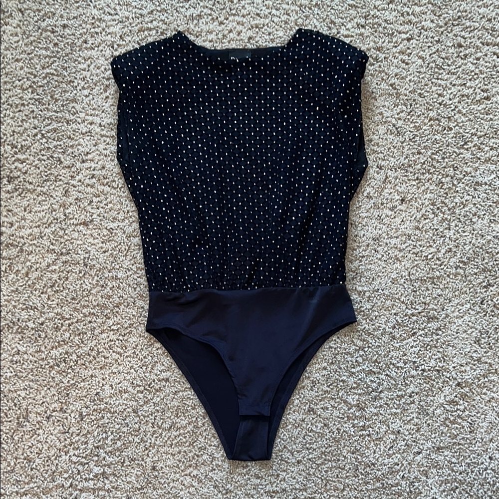 Black Rhinestone Bodysuit